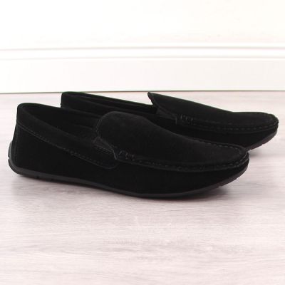 6. Men's Suede Slip-On Loafers with Openwork Black News 4873