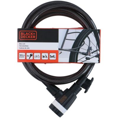 16. BICYCLE LOCK WITH CABLE LOCK 10x1800MM WITH HANDLE BLACK+DECKER