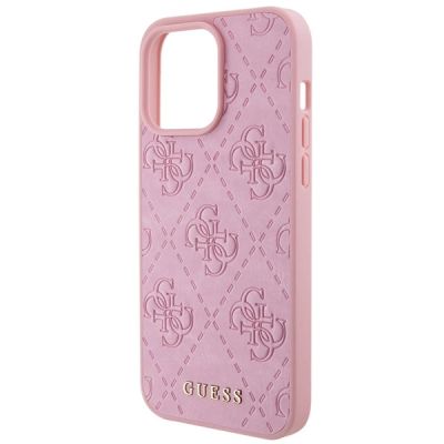 5. Guess Leather 4G Stamped Case for iPhone 15 Pro - Pink