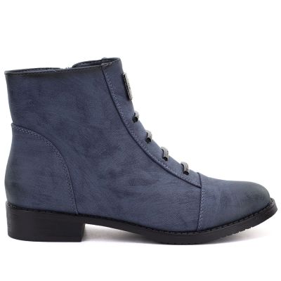 2. Women's blue flat ankle boots M.Daszyński SA62-126