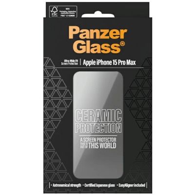 4. PanzerGlass Ceramic Protection ceramic glass for iPhone 15 Pro Max with positioner