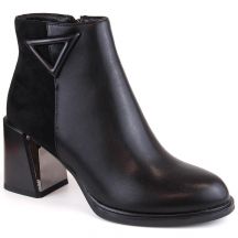 Insulated ankle boots with a decorative high heel D&amp;A S.Barski Premium Collection W OLI238 black