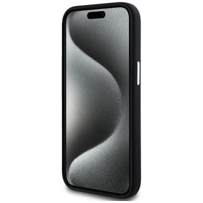 5. Karl Lagerfeld Silicone Metal Script Logo iPhone 15 Case - Black