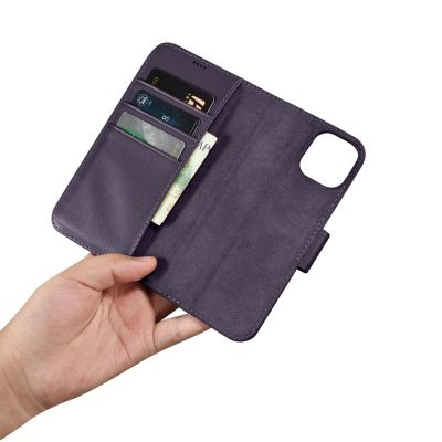 14. iCarer Wallet Case 2in1 Cover iPhone 14 Plus Anti-RFID Leather Flip Case Dark Purple (WMI14220727-DP)