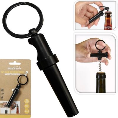 TRAVEL ESSENTIALS KEYRING OPENER CORKSCREW REDCLIFFS