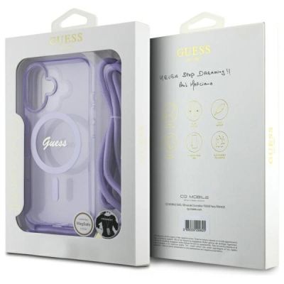 7. Guess Crossbody Cord Script MagSafe iPhone 16 Case - Purple