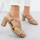 5. Beige Sergio Leone SK884 women's block heel sandals