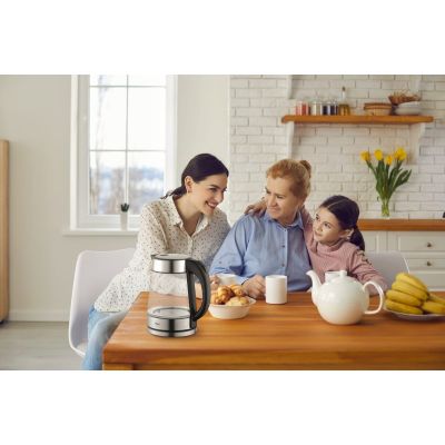 9. ELDOM GLASS CORDLESS KETTLE C420 KETTY 1850-2200W 1.7L NET FILTER ILLUMINATED TANK, HOT PLATE