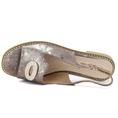 3. Women's flat sandals with pewter decoration S.Barski 61-6040