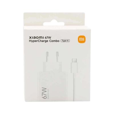 3. Xiaomi BHR9465EU 67W 6.2A USB-A Wall Charger with USB-C Cable - White