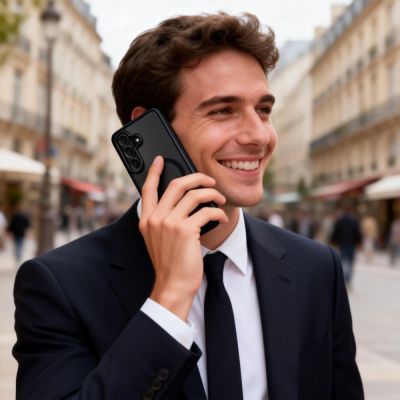 8. Tech-Protect Magmat MagSafe Case for Samsung Galaxy S26 - Transparent Black