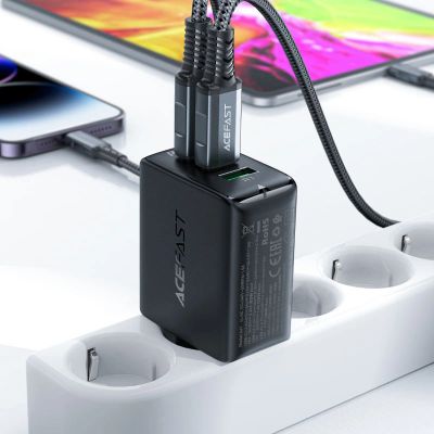 6. Acefast fast charger GaN (2xUSB-C / USB-A) PPS / PD / QC4+ 65W black (A41)