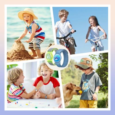 2. Apple AirTag Kids Nylon Wrist Strap Case - with Flower and Rainbow Stripe