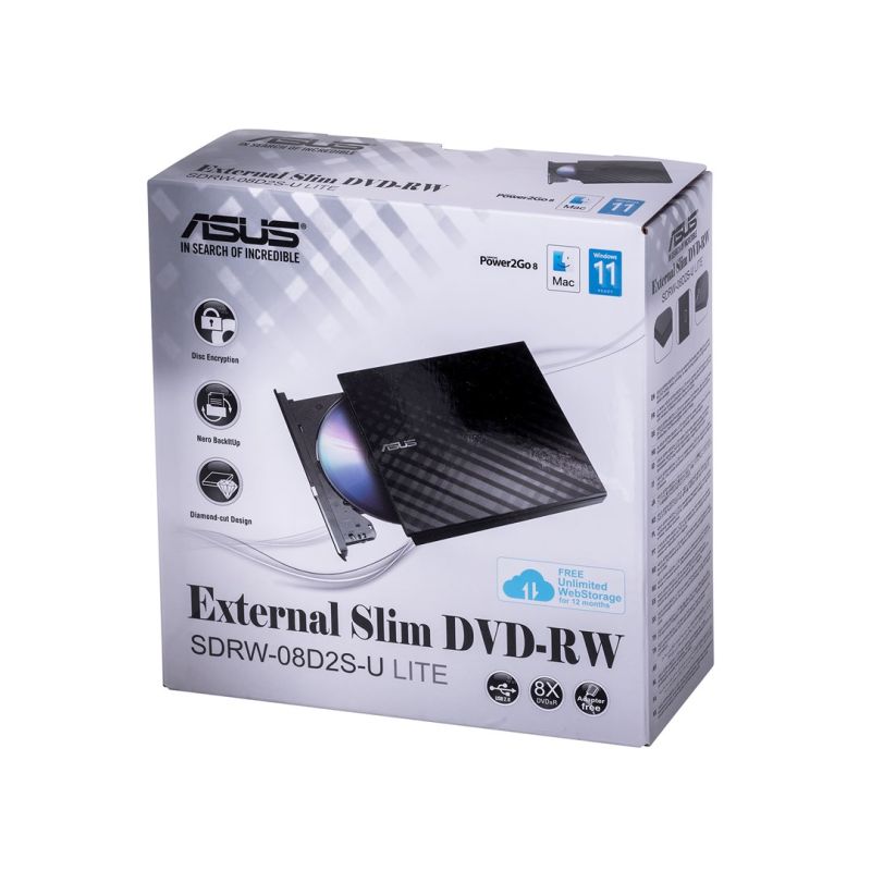 9. DVD-REC ASUS SDRW-08D2S-U LITE USB SLIM BLACK BOX