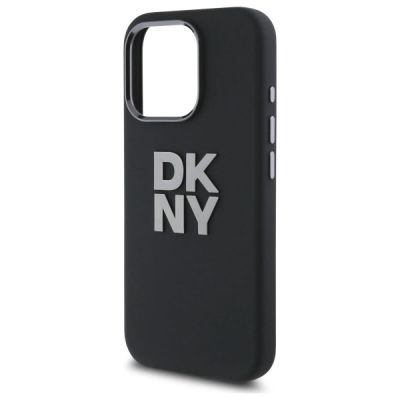 6. DKNY Liquid Silicone Metal Logo iPhone 16 Pro Case - Black
