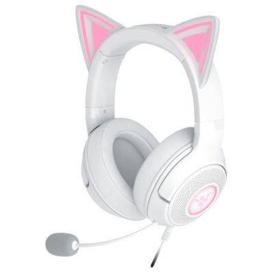 Razer Kraken Kitty V2 Wired Over-Ear Headset with Microphone and Noise Cancelling White