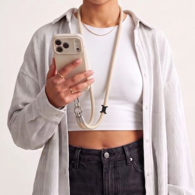 15. Tech-Protect C10S Crossbody Phone Lanyard (114 cm) + Wrist Strap (31 cm) - Beige Titanium