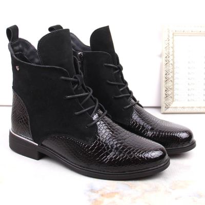 14. Filippo W PAW476 black patent leather insulated ankle boots