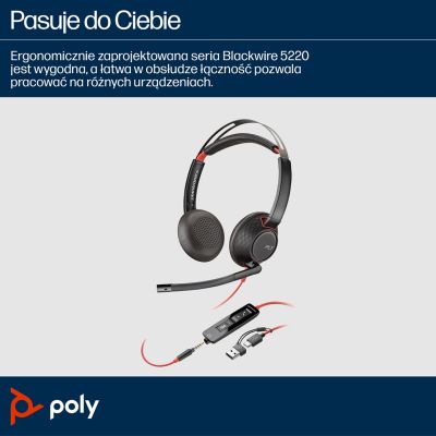 135. POLY Blackwire 5220 8X231AA Over-Ear Headphones