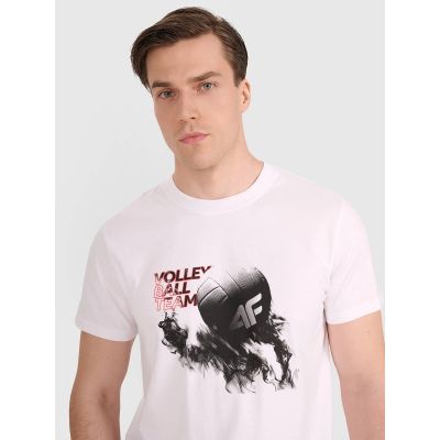 2. Men's regular t-shirt with volleyball print 4F 4FRAW25TTSHM3235-10S