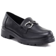 Women's leather lords shoes black Jezzi JH03-2