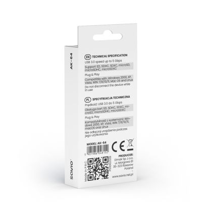 2. SAVIO SD CARD READER, USB 3.0 AK-64