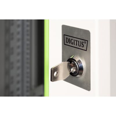 7. Digitus Unique 19" 16U wall-mounted network cabinet 600x450, glass door, gray, undivided, assembled, 100kg
