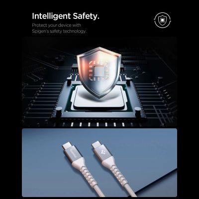 6. Spigen EB10010CCA Essential USB-C / USB-C 100W 100CM Cable - White