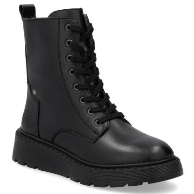 Women’s black lined leather ankle boots Rieker 70401-00