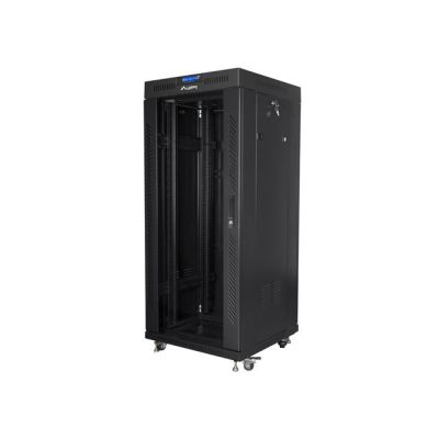 10. LANBERG FLOOR RACK CABINET 19" 27U 600X600 GLASS DOOR LCD BLACK FF01-6627-12BL (FLAT PACK)