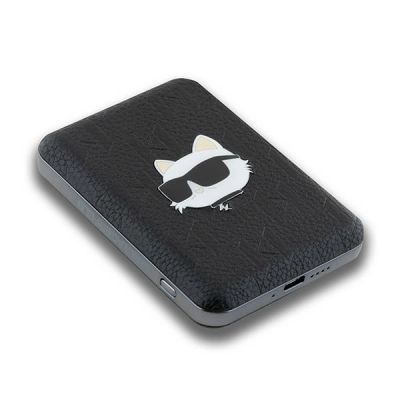 4. Karl Lagerfeld Powerbank inductive KLPB5FPGKSCHHK 16W 5000mAh black/black Choupette Head Pin MagSafe