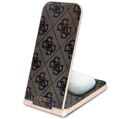 6. Guess 4G Pattern MagSafe foldable 2in1 15W inductive charger - brown