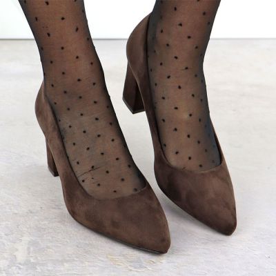 8. Women's chocolate suede pumps with a block heel Sergio Leone PB414