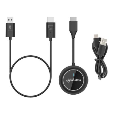 10. Manhattan 154468 AV Extender AV Transmitter and Receiver Black