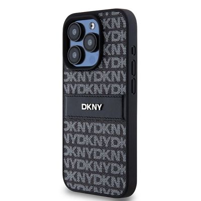 2. DKNY Leather Mono Stripe & Metal Logo case for iPhone 15 Pro Max - black