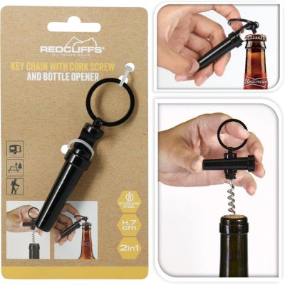 9. TRAVEL ESSENTIALS KEYRING OPENER CORKSCREW REDCLIFFS