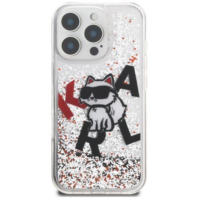 3. Karl Lagerfeld Liquid Glitter Choupette Logo Case for iPhone 16 Pro - Clear