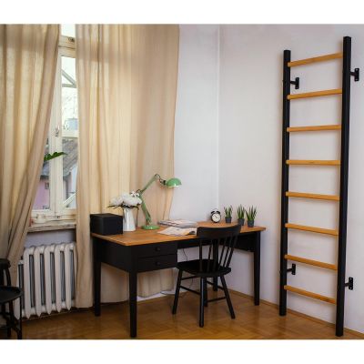 19. GYMNASTIC WOODEN AND METAL WALL BAR WITH 4 HANDLES BENCHK 200B