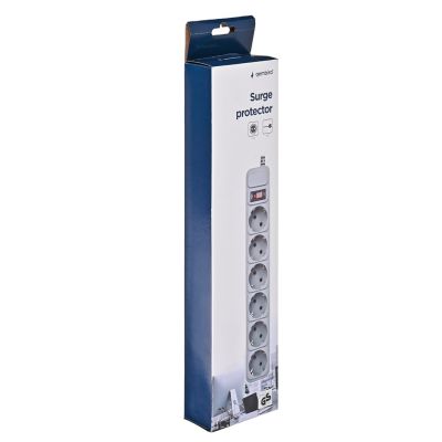 6. GEMBIRD SURGE PROTECTOR POWER STRIP 6XSCHUKO, 3M, GRAY