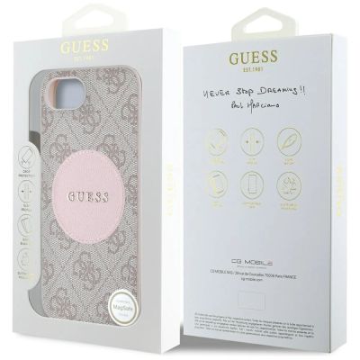 8. Guess 4G Circle Classic Logo MagSafe case for iPhone 16e - pink