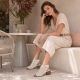 8. Women's beige leather closed sandals Remonte Rieker R8777-60