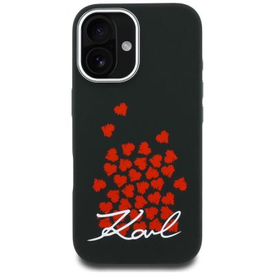 3. Karl Lagerfeld Silicone Heart Sign Logo MagSafe Case for iPhone 16 - Black