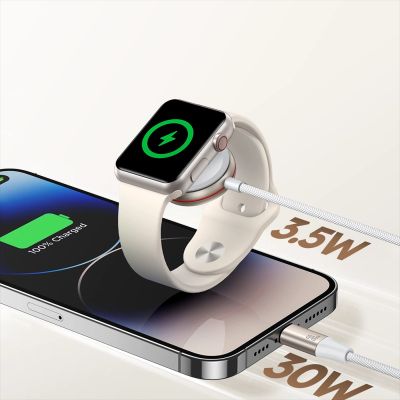 9. Joyroom 2 in 1 Lightning cable and inductive charger for Apple Watch 1.5m white (S-IW012)