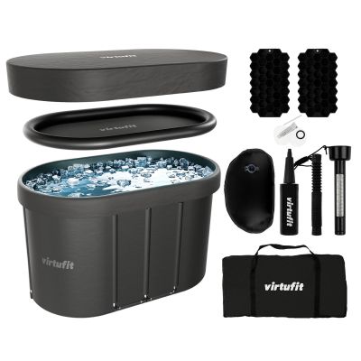 12. VIRTUFIT OVAL ICE BATH 500 LITERS ANTHRACITE WITH ACCESSORIES