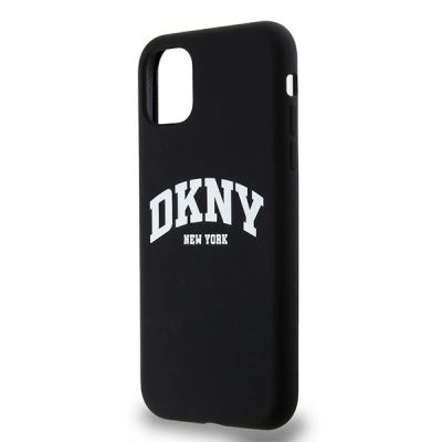 2. DKNY Liquid Silicone White Printed Logo MagSafe Case for iPhone 11/Xr - Black