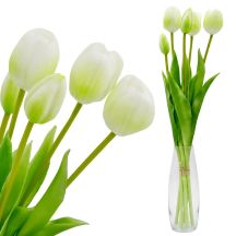 BOUQUET OF 5 WHITE TULIPS 39 CM LIFE-LIKE SPRING DECORATION