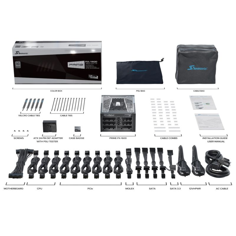 11. Seasonic ATX3-PRIME-PX-1600 Power Supply Module 1600 W 20+4 pin ATX ATX Black