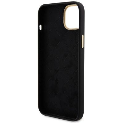 7. Guess Silicone Logo Strass 4G Case for iPhone 15 - Black