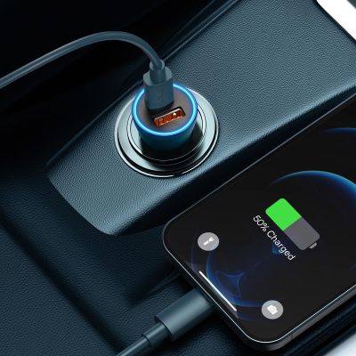 8. Baseus Golden Contactor Max fast car charger USB + USB type C 60 W Quick Charge blue (CGJM000103)