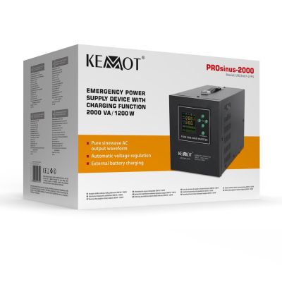 3. KEMOT PROsinus-2000 emergency power supply, pure sine wave converter with charging function 12V 230V 2000VA/1200W